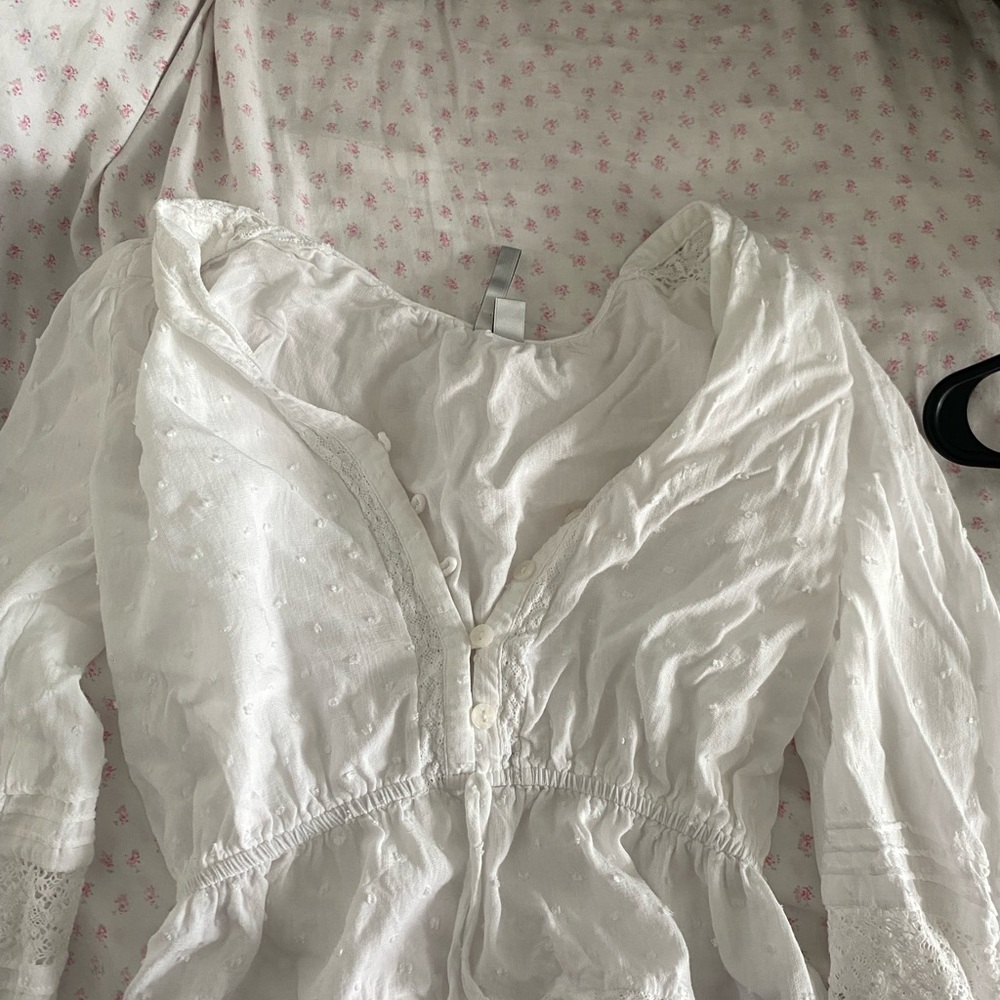 Ever New Lace-Trimmed White Blouse